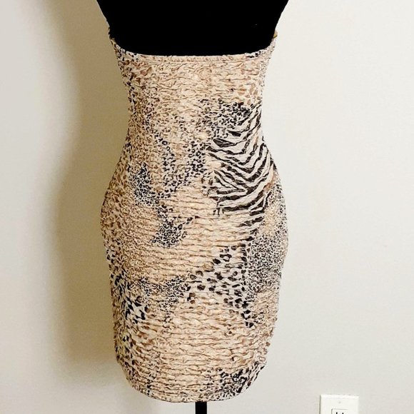 Strapless Animal Print Halter Dress Size L - Picture 2 of 4